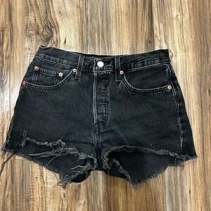 Levi's 501 Black Frayed Jean Shorts size 26